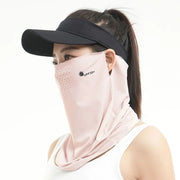 Durable UV Protection Sunscreen Face Veil Breathable Sunshade Ice Silk Face Mask Ear Hanging Summer Face Cover