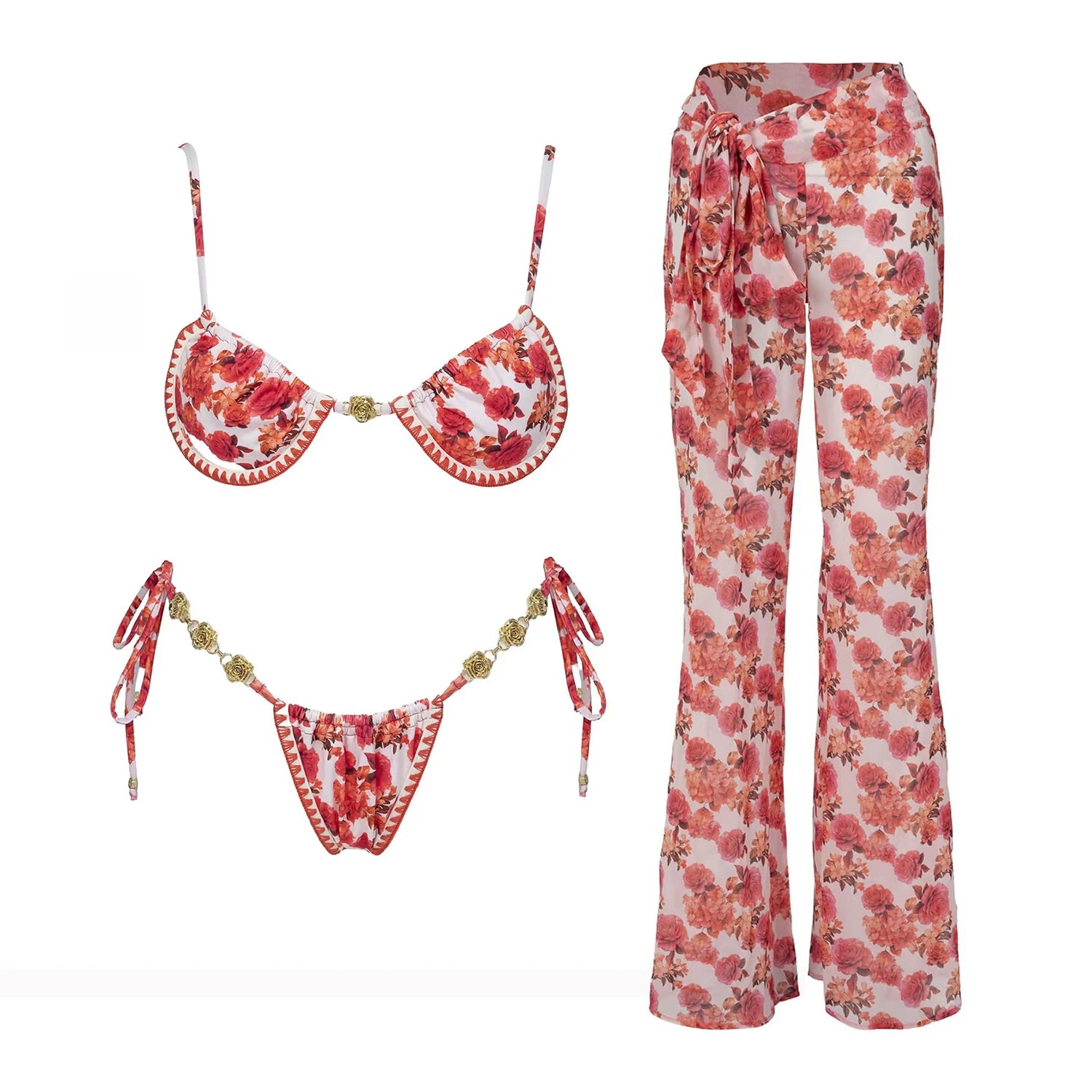 Aurelia Sun Printed Three-Piece Bikini Set – Multi-Colour Set 2 – image 9