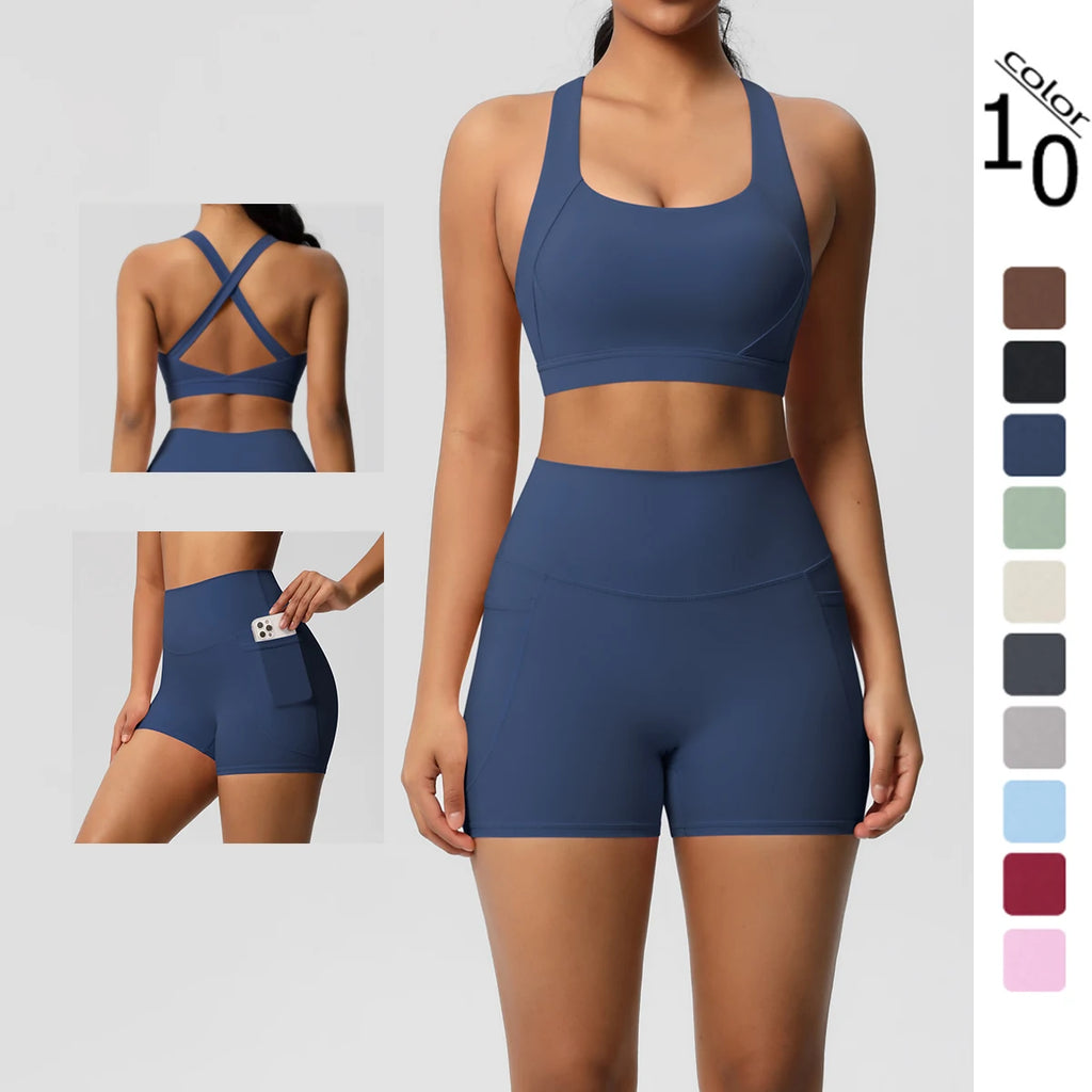 Pocketed Crossover Activewear Set