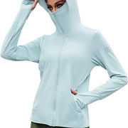TRVLWEGO Women's Cycling Jacket SPF 50+ Sun Protection Long Sleeve Hiking Running Outdoor Zip Up Hoodie Shirts with Pockets