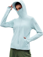 TRVLWEGO Women's Cycling Jacket SPF 50+ Sun Protection Long Sleeve Hiking Running Outdoor Zip Up Hoodie Shirts with Pockets