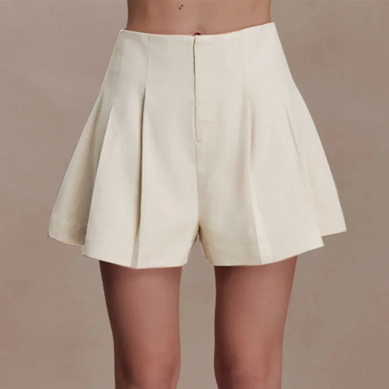 Linen Blazer & Pleated Shorts Set
