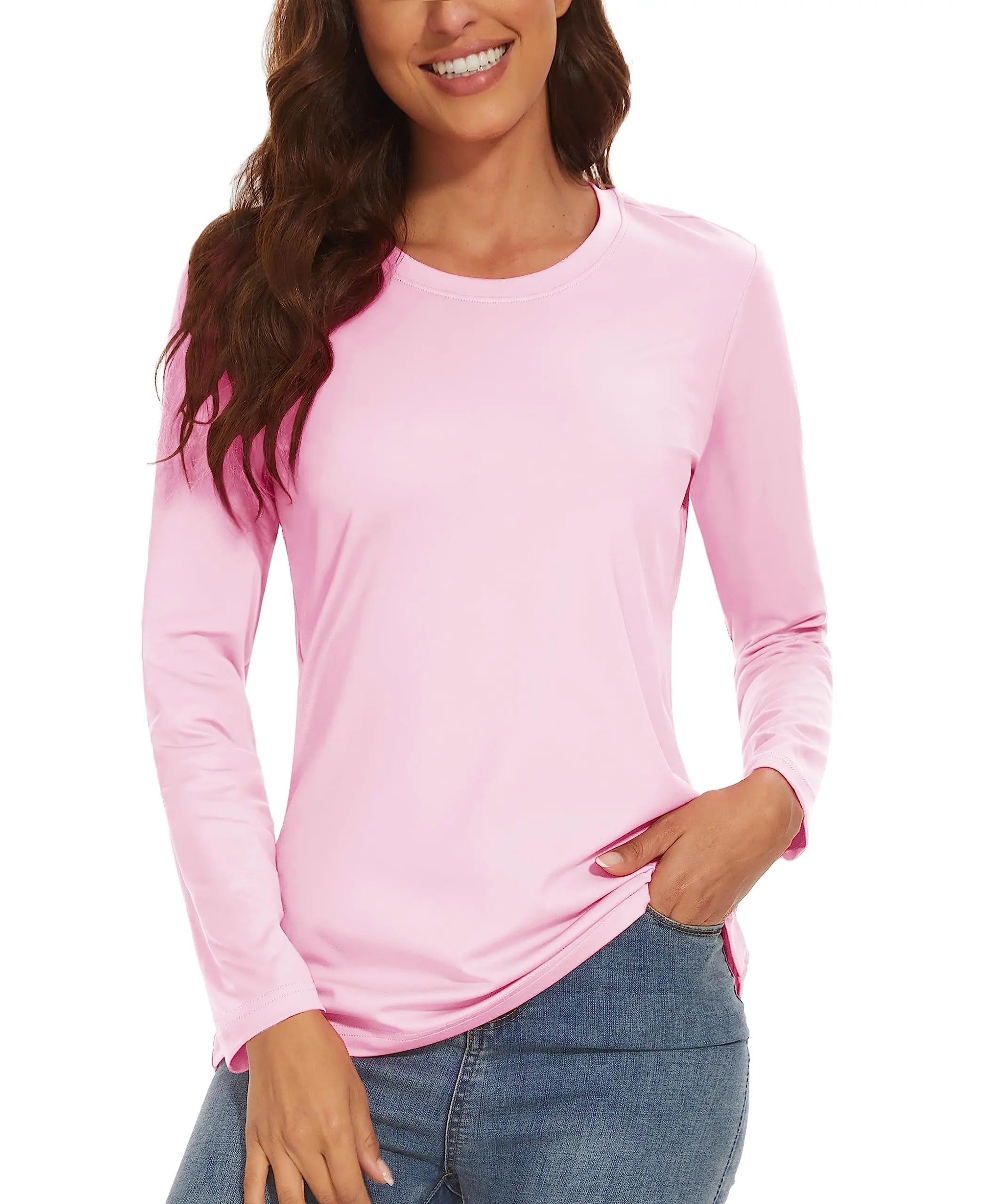 TACVASEN Summer UPF 50+ Long Sleeve Quick Dry High Elastic T-shirts Womens UV/Sun Protection Tee Shirts Hiking Swim Tops Outdoor