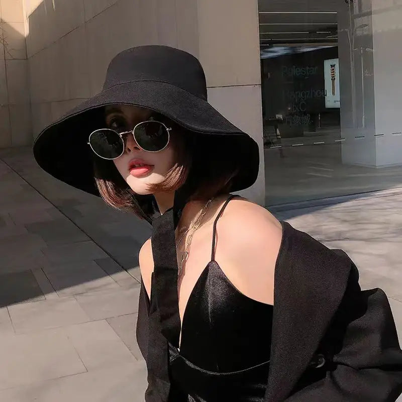 Tie-Strap Wide Brim Bucket Hat