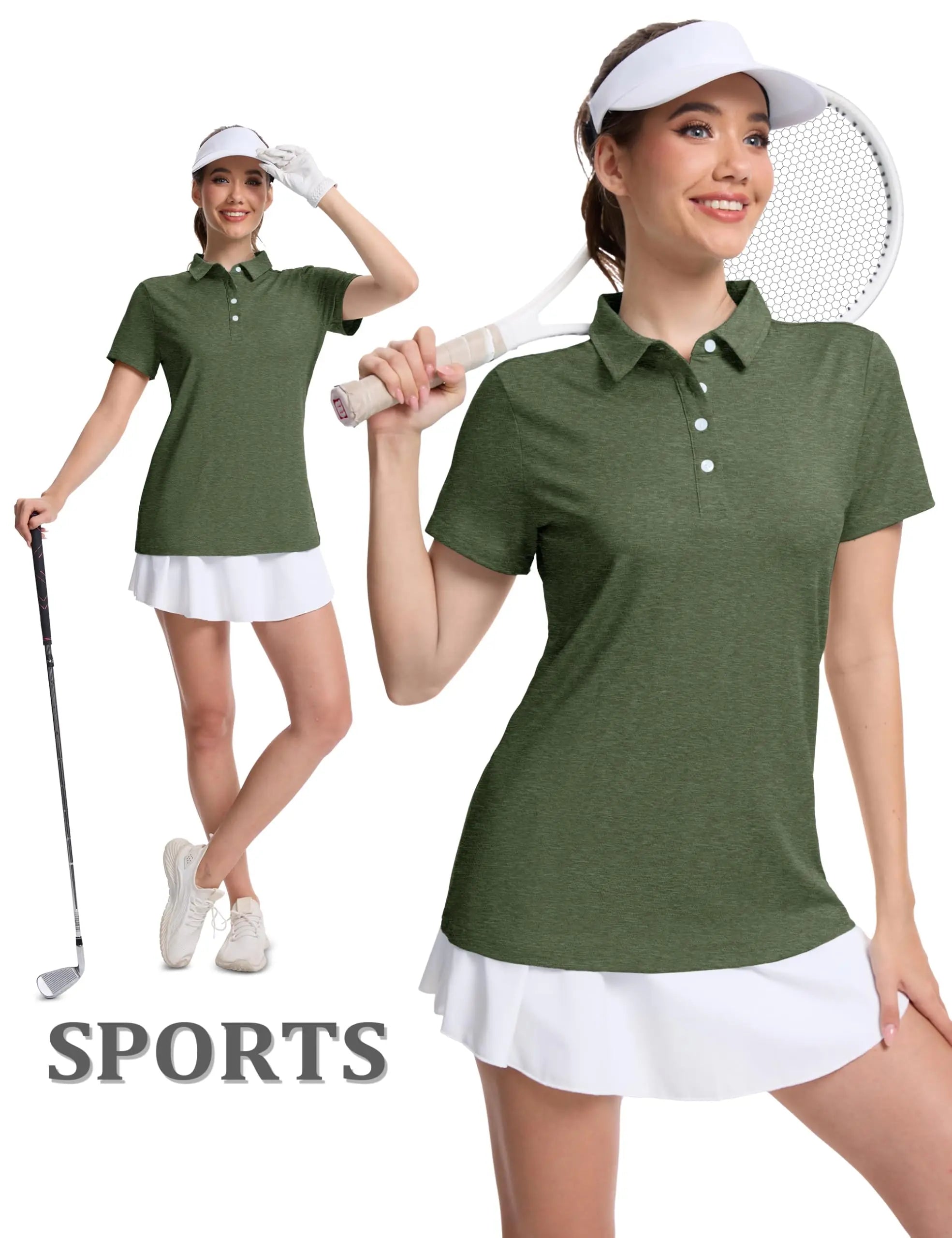 TACVASEN 4 Buttons Polos T-Shirts Womens Summer Short Sleeve Athletic Golf Polos Tee Shirts Sports Casual Work Pullover T-shirts