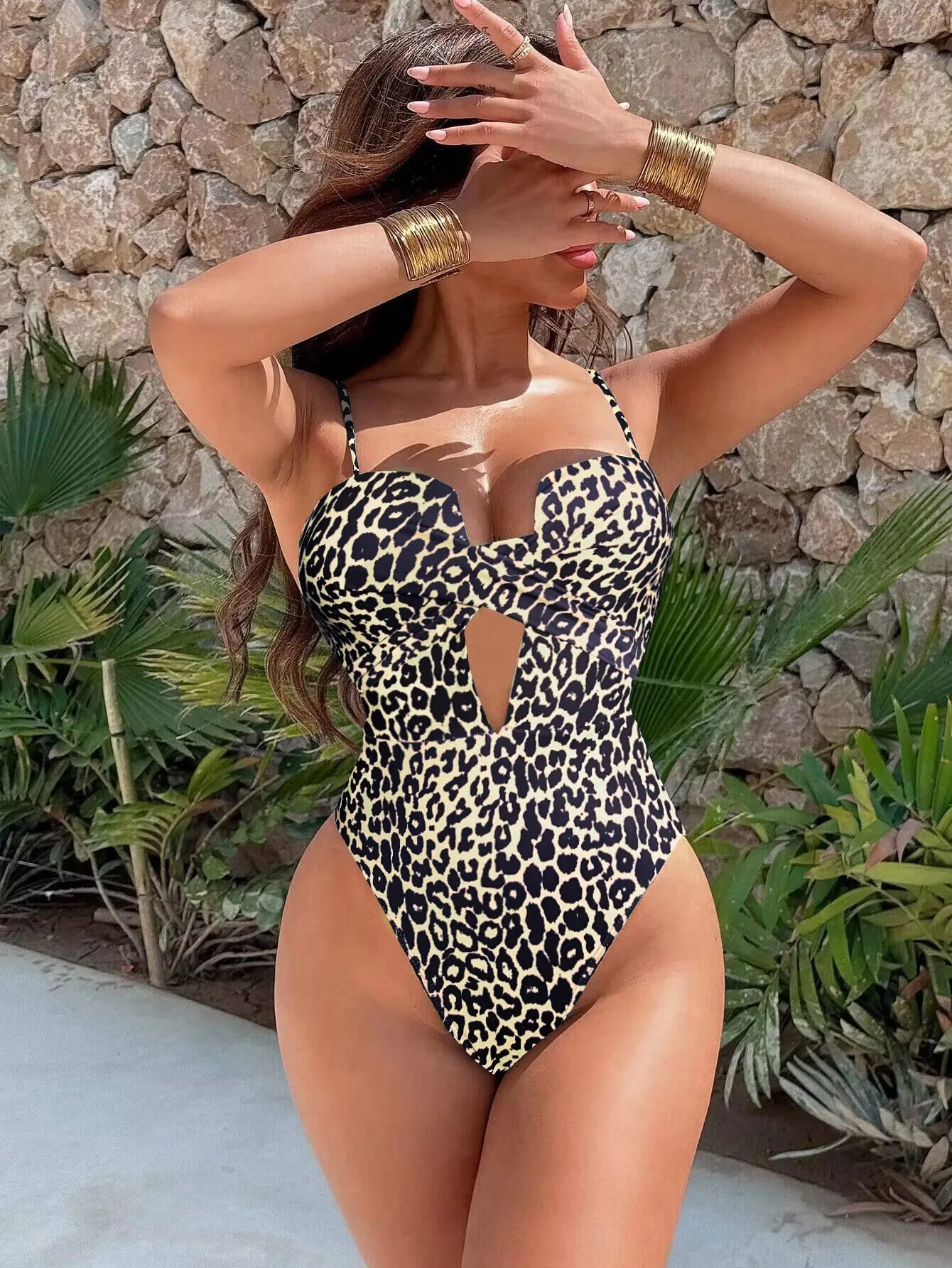 Aurelia Sun Cross-Front Cut-Out Swimsuit – Leopard – image 8