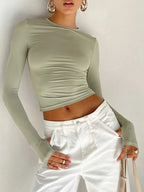 Thumbhole Long-Sleeve Crop Top