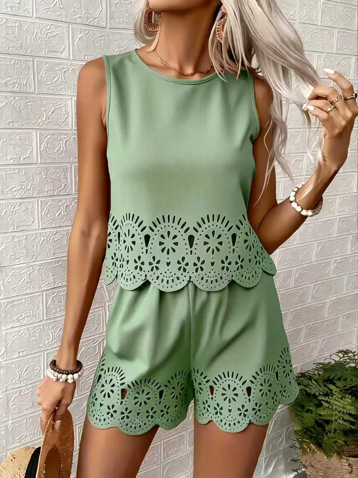 Embroidered Camisole & Shorts Set