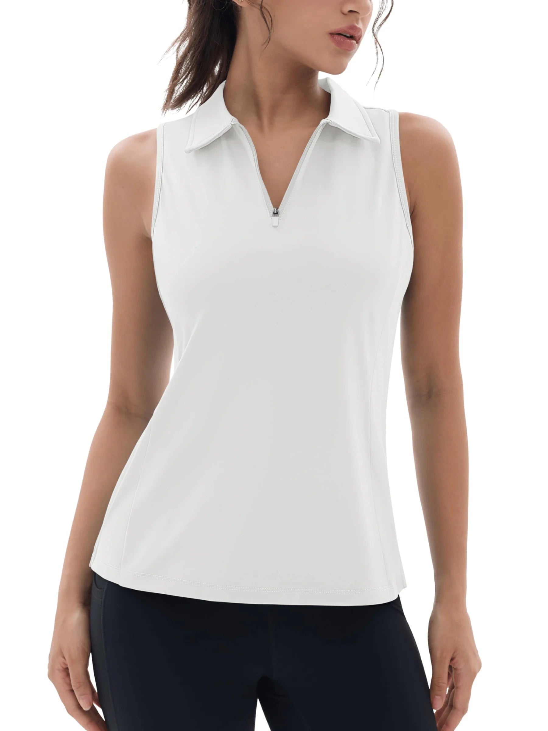 TACVASEN UPF50+ Quick Dry Polo Shirts Womens Summer Golf Sleeveless Workout Tees Sun UV Protection Outdoor Fitness Gym Tank Tops