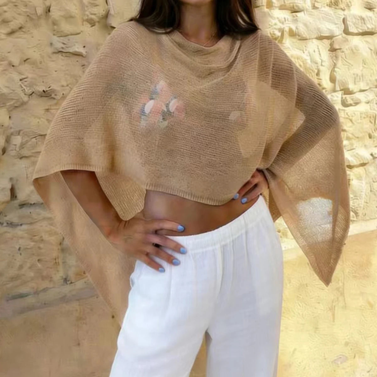 Sheer Knit Beach Cover-Up Top