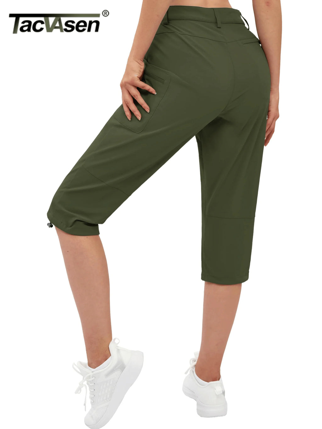 TACVASEN Quick Dry Knee Length Nylon Capris Womens Summer Hiking Casual Cargo Short Pant Lightweight Waterproof Shorts 5 Pockets