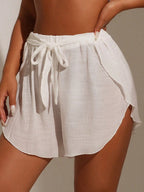 Open-Knit Swim Cover-Up Shorts