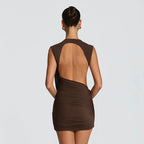 Asymmetric Bow Ruched Mini Dress