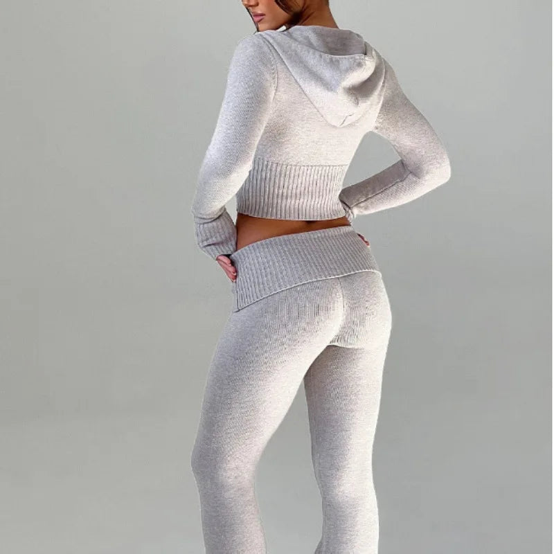 Knit Zip Hoodie & Pants Set