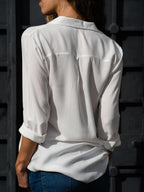 Chiffon Long-Sleeve Oversized Blouse