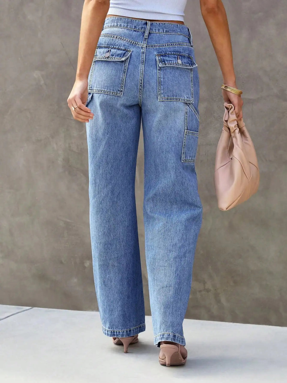 Denim Straight-Leg Wide-Leg Jeans