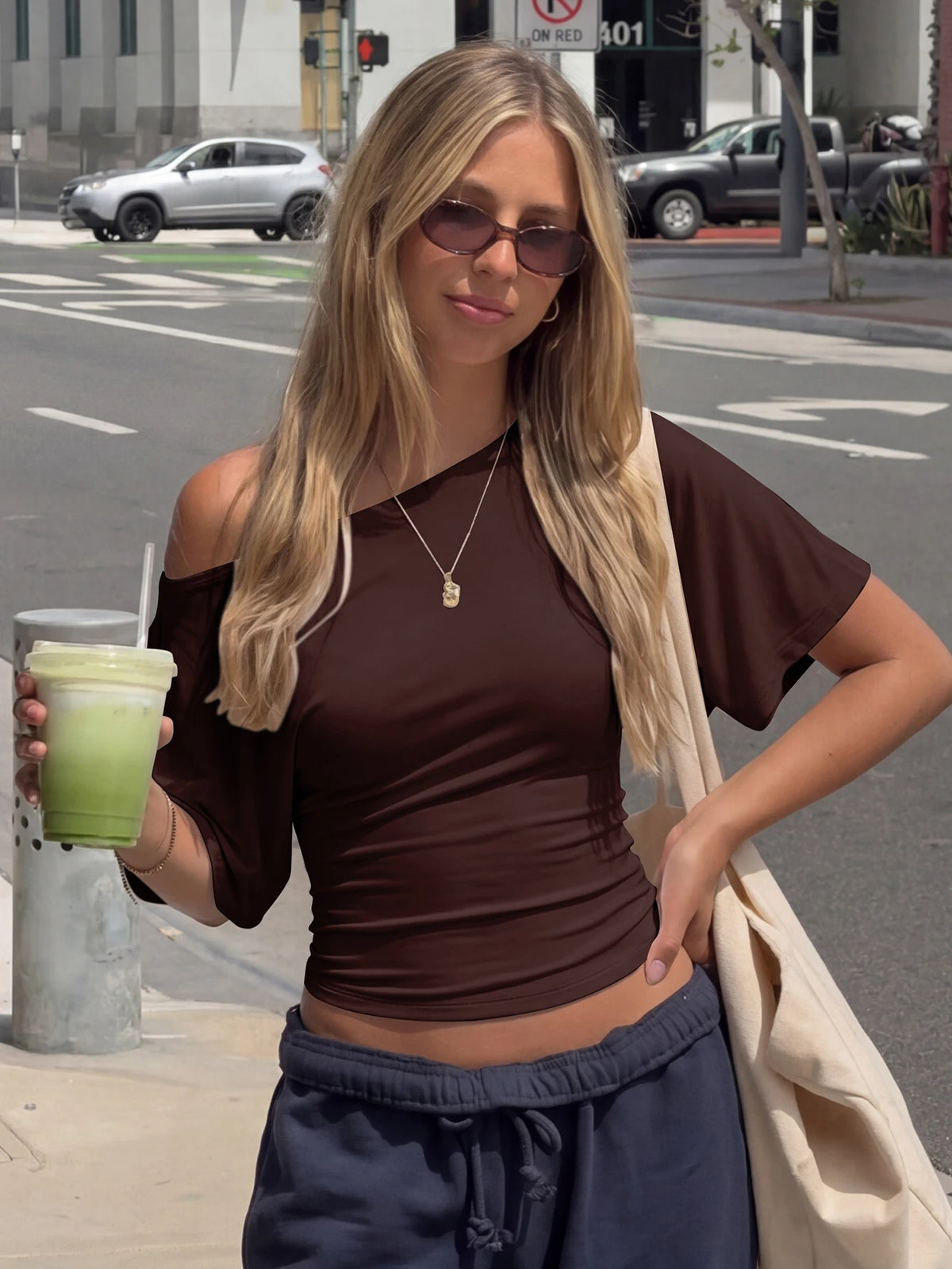 Lace Short-Sleeve Oversized Crop T-Shirt