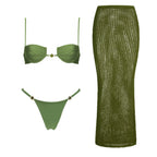 Crystal Crochet Three-Piece Bikini Set