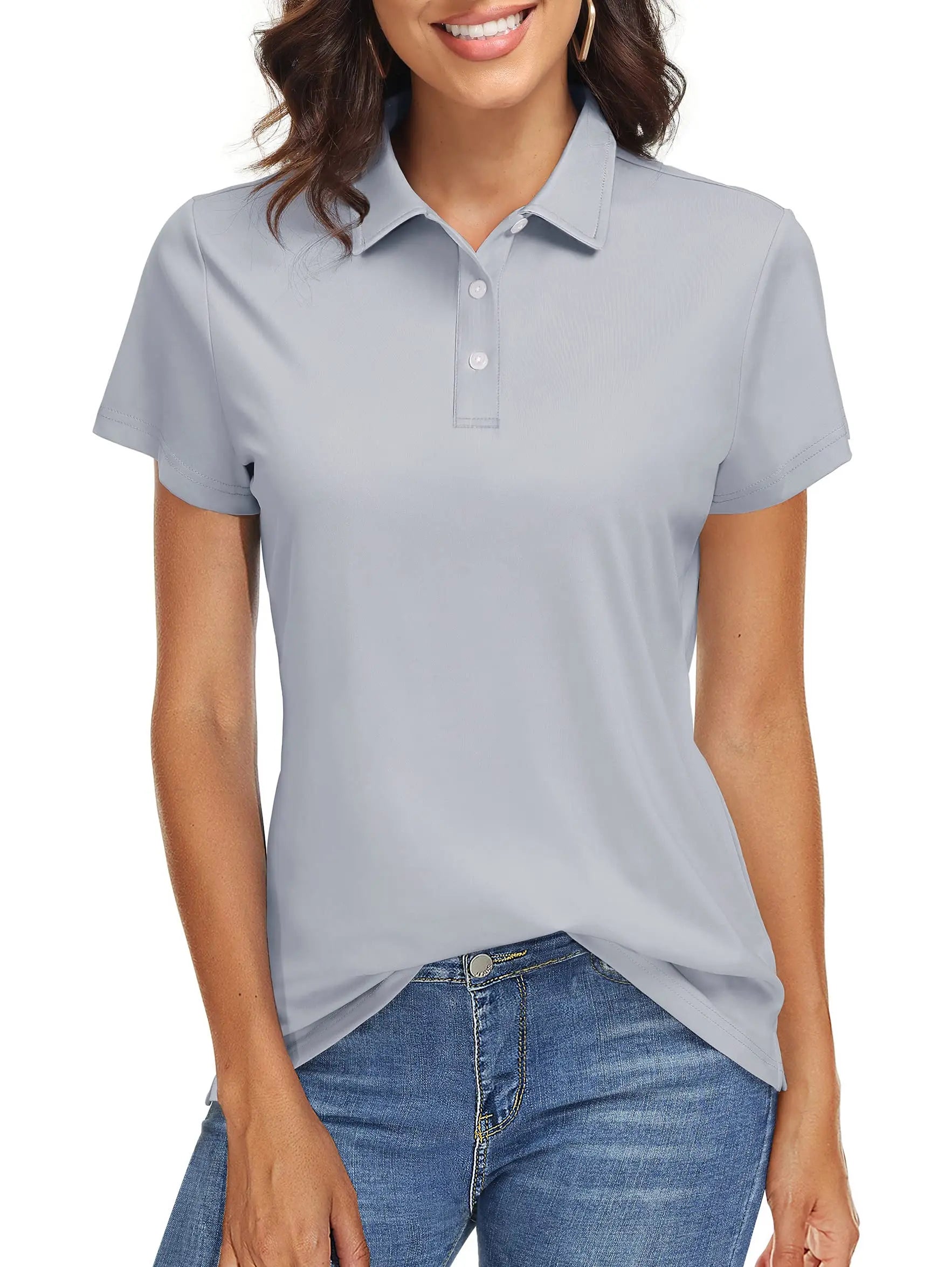 TACVASEN UPF 50+ Short Sleeve Golf Polos Shirts High Elastic Womens Sun Protection T-shirts Quick Dry Workout Tee Pullover Tops