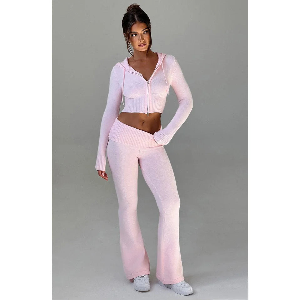 Knit Zip Hoodie & Pants Set