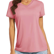 TACVASEN UPF 50+ Summer Short Sleeve V-Neck T-shirts Womens Sun Protection T-shirts Quick Dry Hiking Running Tee Shirts Tops
