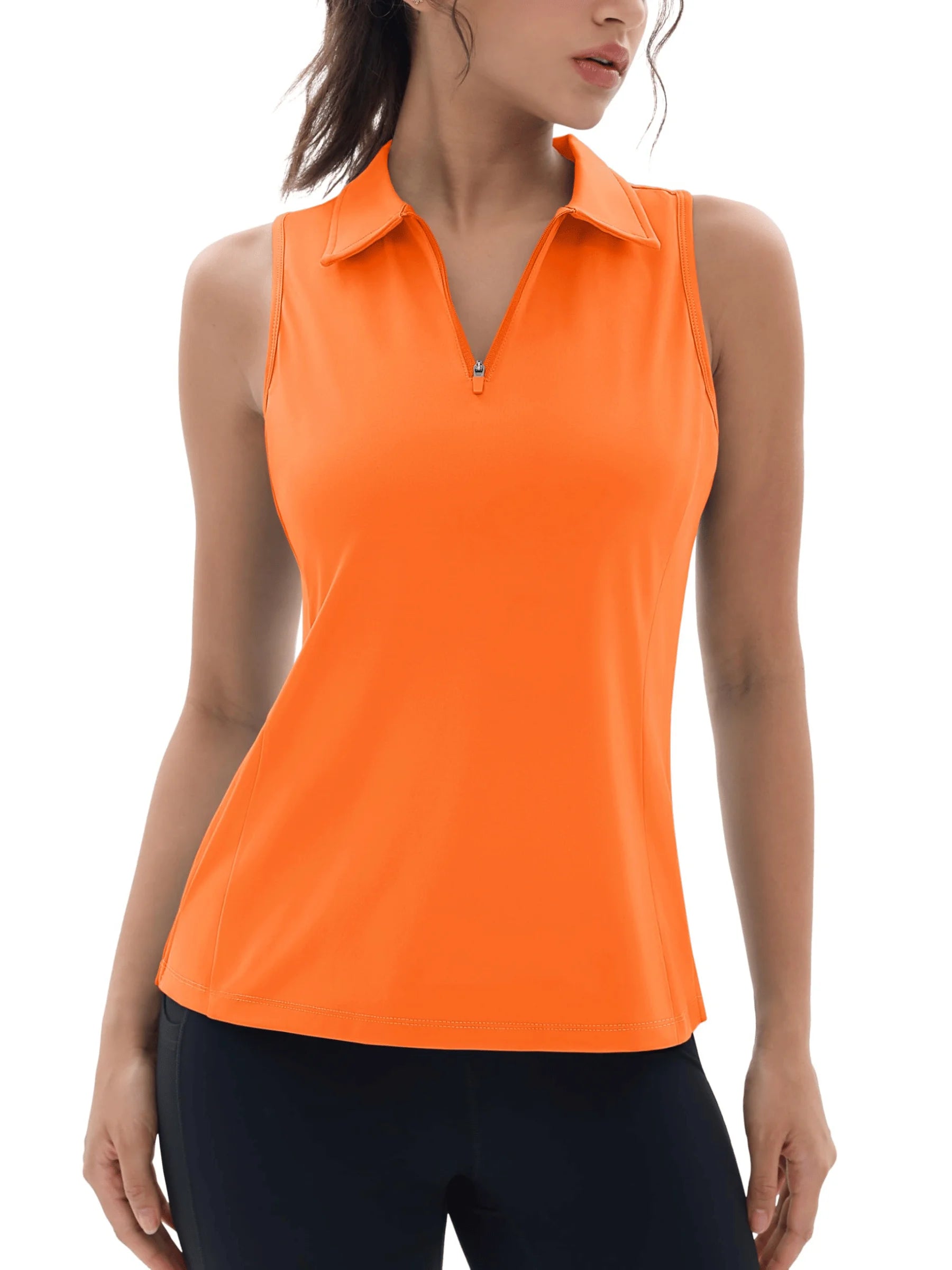 TACVASEN UPF50+ Quick Dry Polo Shirts Womens Summer Golf Sleeveless Workout Tees Sun UV Protection Outdoor Fitness Gym Tank Tops