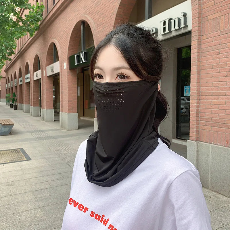 Summer UV Protection Outdoor Neck Wrap Cover Sports Sun Protection Ice Silk Mask Face Cover Neck Wrap Cover Sunscreen Face Scarf