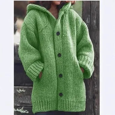 Cotton Knit Hooded Cardigan