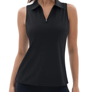 TACVASEN UPF50+ Quick Dry Polo Shirts Womens Summer Golf Sleeveless Workout Tees Sun UV Protection Outdoor Fitness Gym Tank Tops