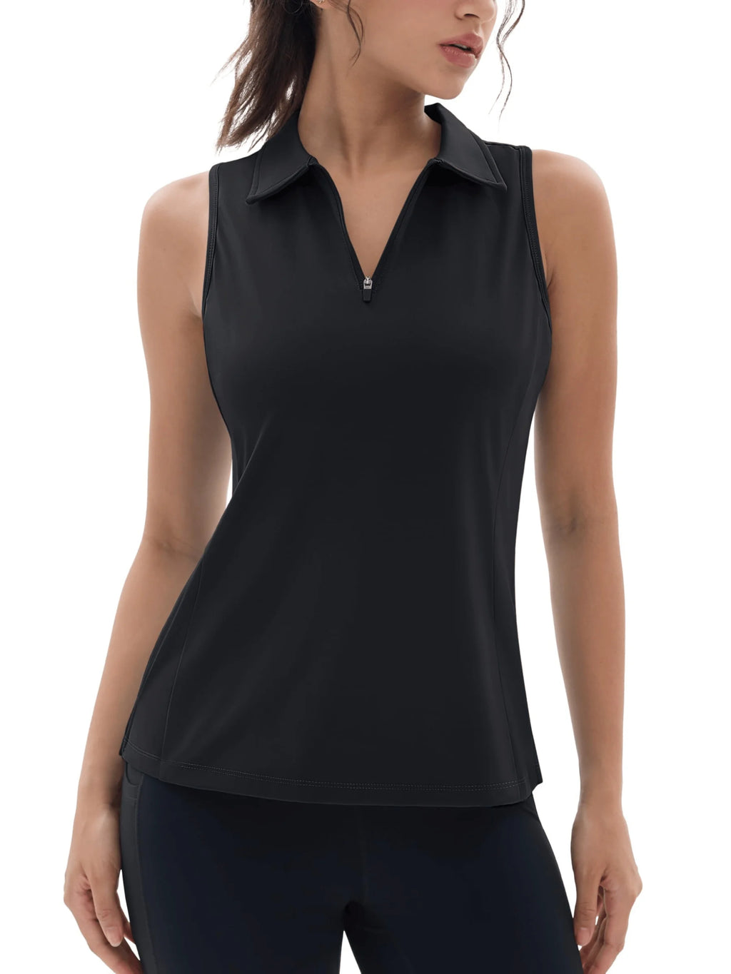 TACVASEN UPF50+ Quick Dry Polo Shirts Womens Summer Golf Sleeveless Workout Tees Sun UV Protection Outdoor Fitness Gym Tank Tops