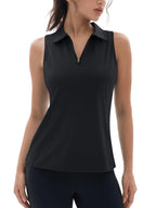 TACVASEN UPF50+ Quick Dry Polo Shirts Womens Summer Golf Sleeveless Workout Tees Sun UV Protection Outdoor Fitness Gym Tank Tops