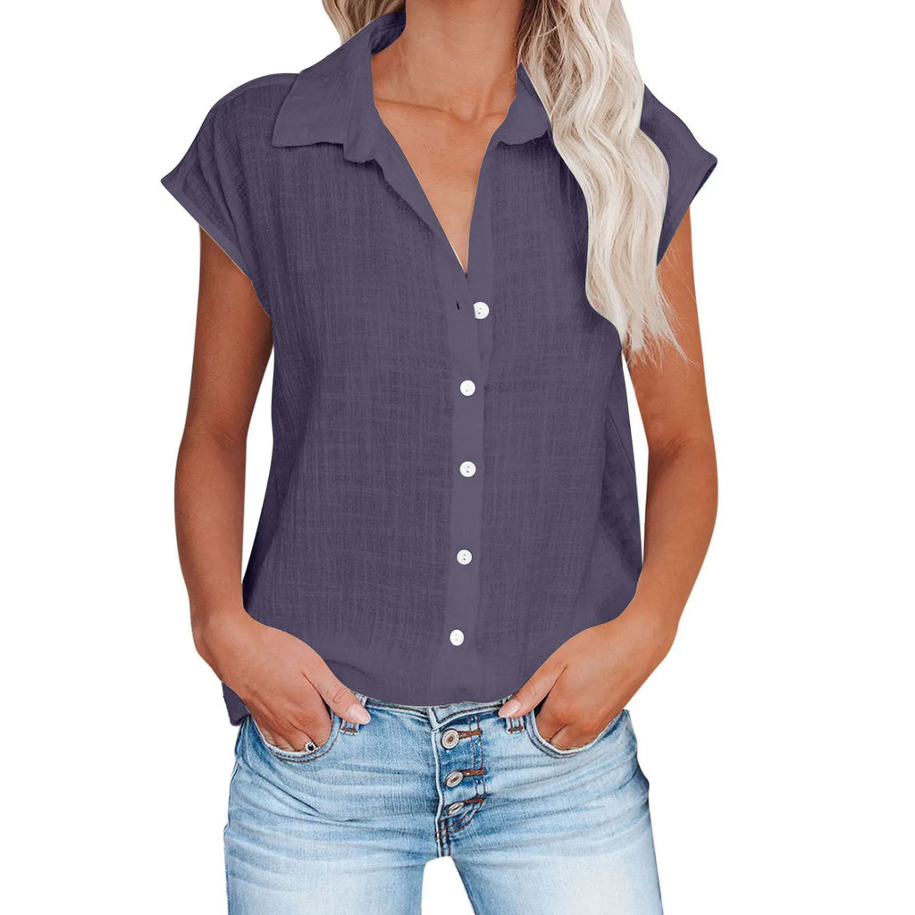 Cotton-Linen Short-Sleeve Relaxed T-Shirt