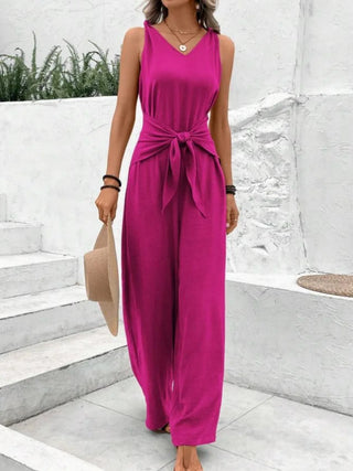 V-Neck Wide-Leg Jumpsuit