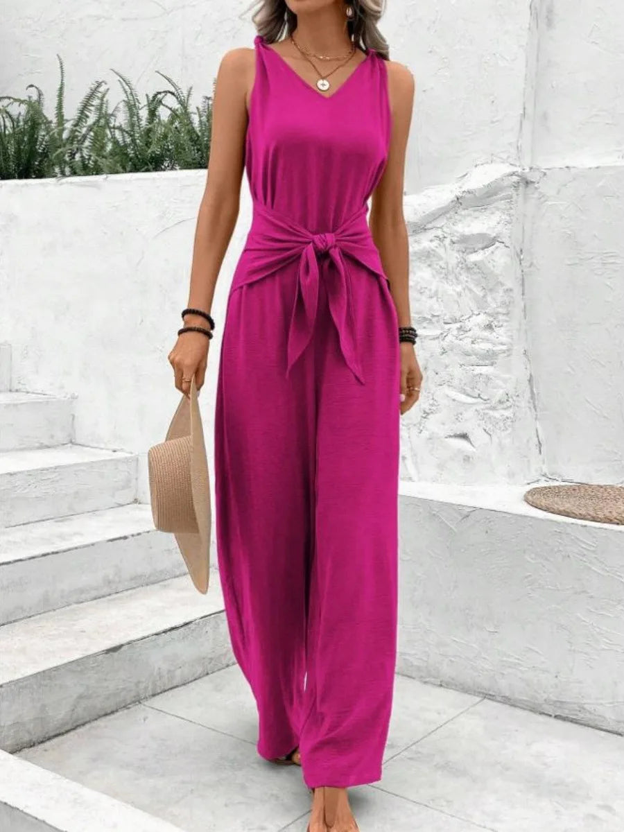 V-Neck Wide-Leg Jumpsuit