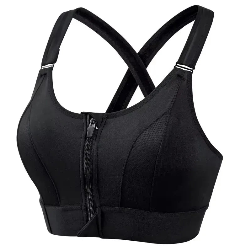 Aurelia Sun Front Zip Adjustable Sports Bra – Black – image 7