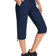 TACVASEN UPF50+ Quick Dry Capri Pants Womens Summer Hiking Cargo Pants 5 Pockets Waterproof Sun UV Protection Knee Length Shorts
