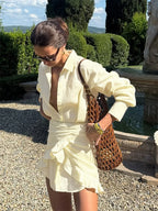Belted Long-Sleeve Shirt Dress