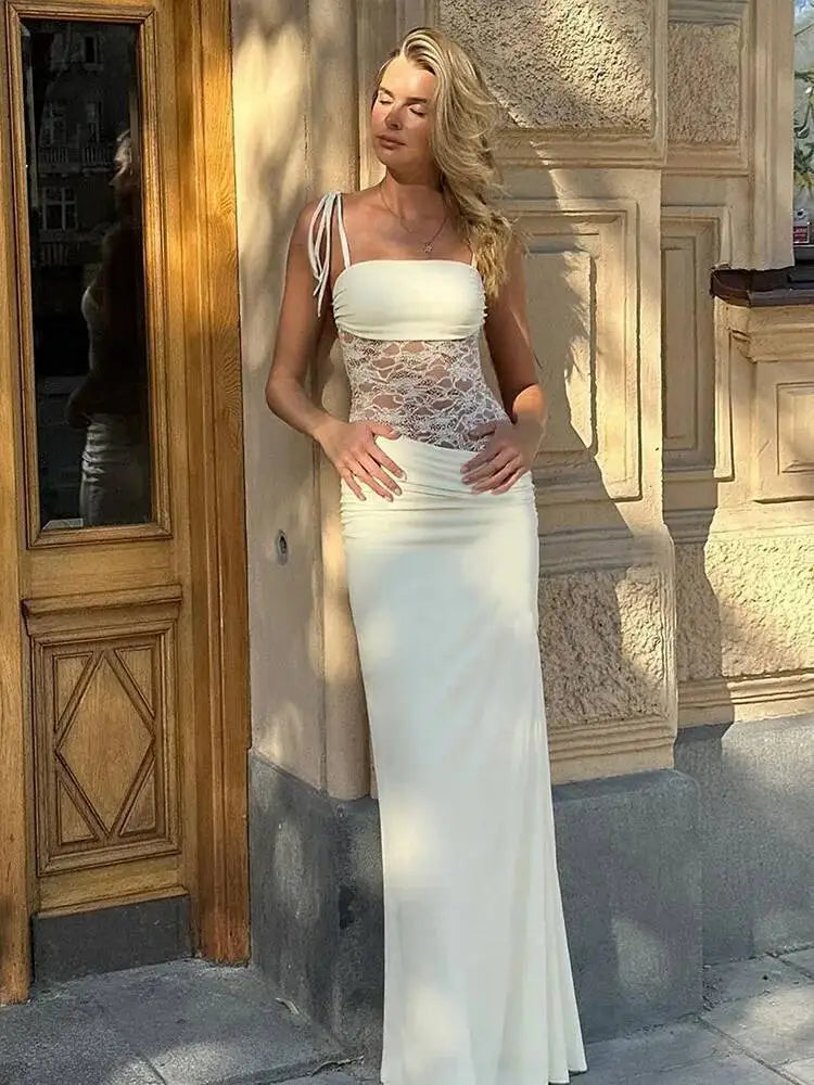 Backless Mesh Maxi Dress