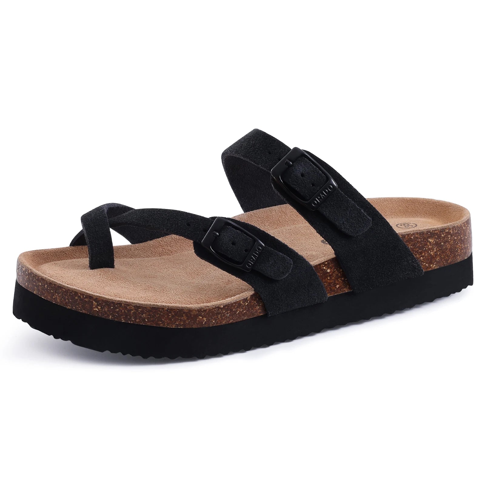 Adjustable Buckle Suede Mules