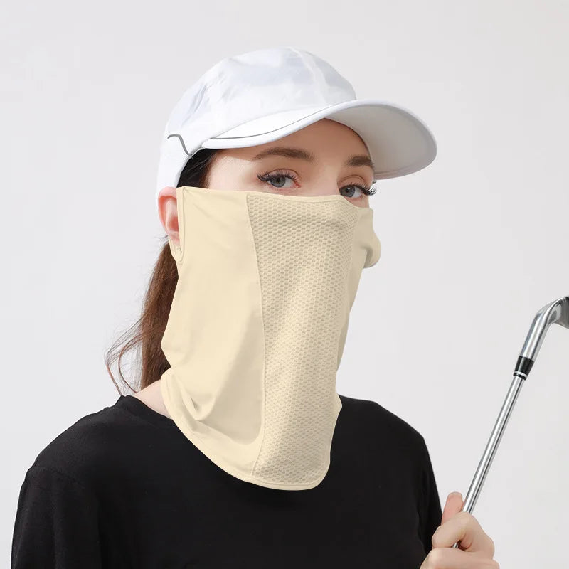 Ice Silk UV Face Scarf for Women Men, Sun Protection Neck Cover, Breathable Sports Mask for Golf Cycling Outdoor sun screen