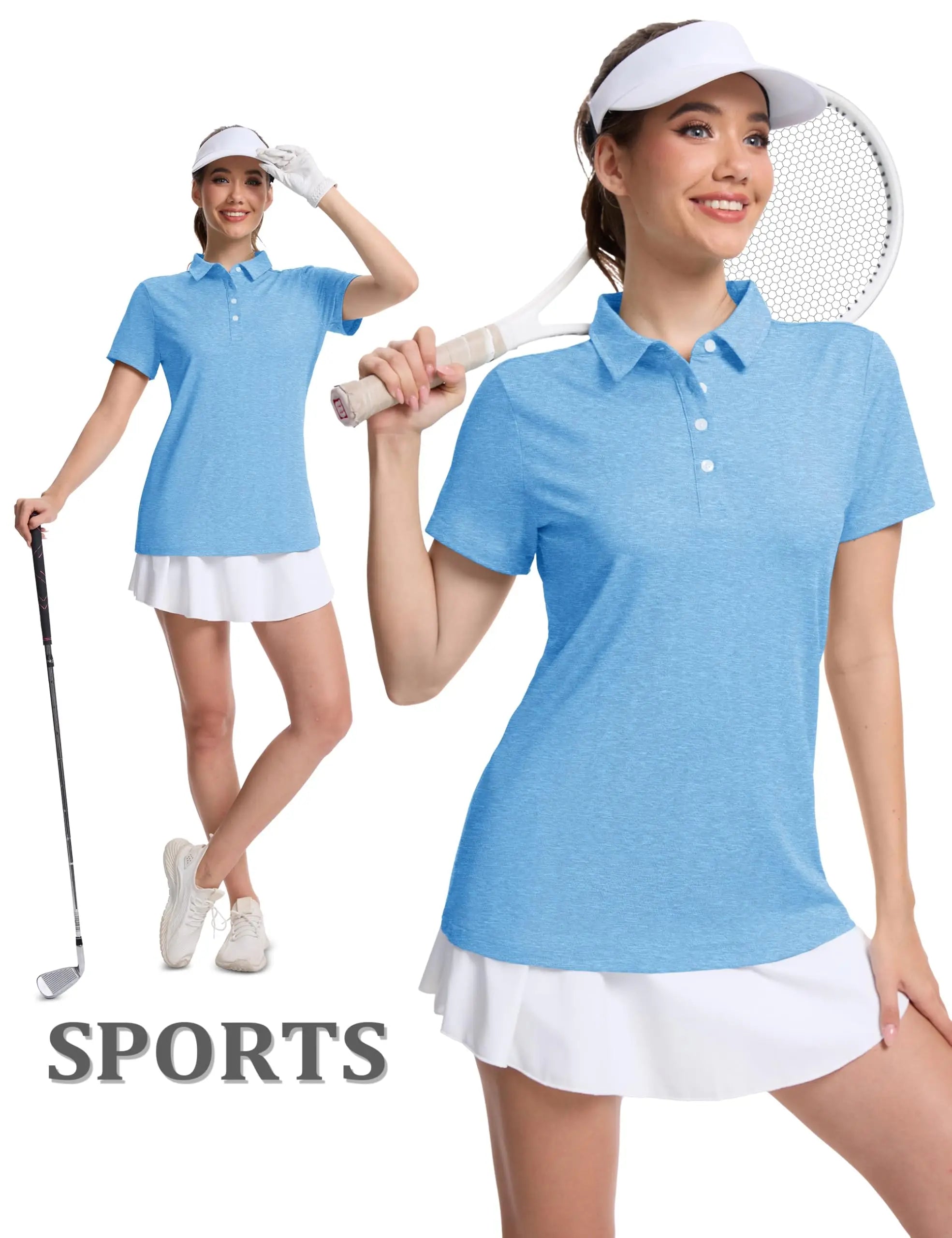 TACVASEN 4 Buttons Polos T-Shirts Womens Summer Short Sleeve Athletic Golf Polos Tee Shirts Sports Casual Work Pullover T-shirts