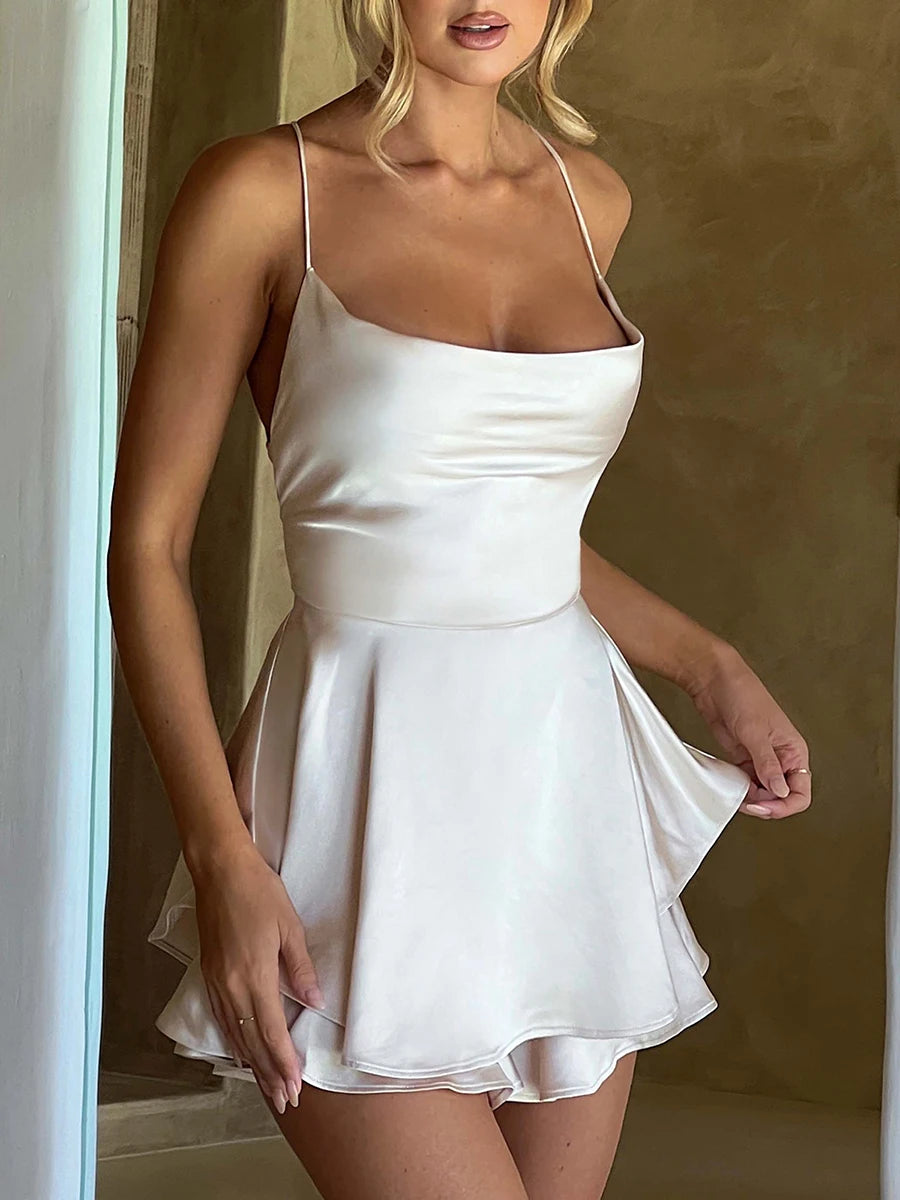 Satin-Look Sleeveless Romper