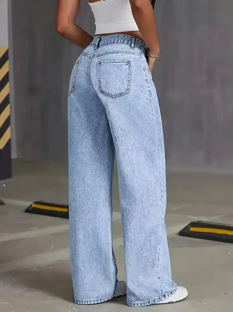 Denim Relaxed Wide-Leg Jeans