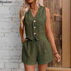 Linen Vest & Shorts Set