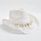 Shell-Trim Woven Straw Sun Hat