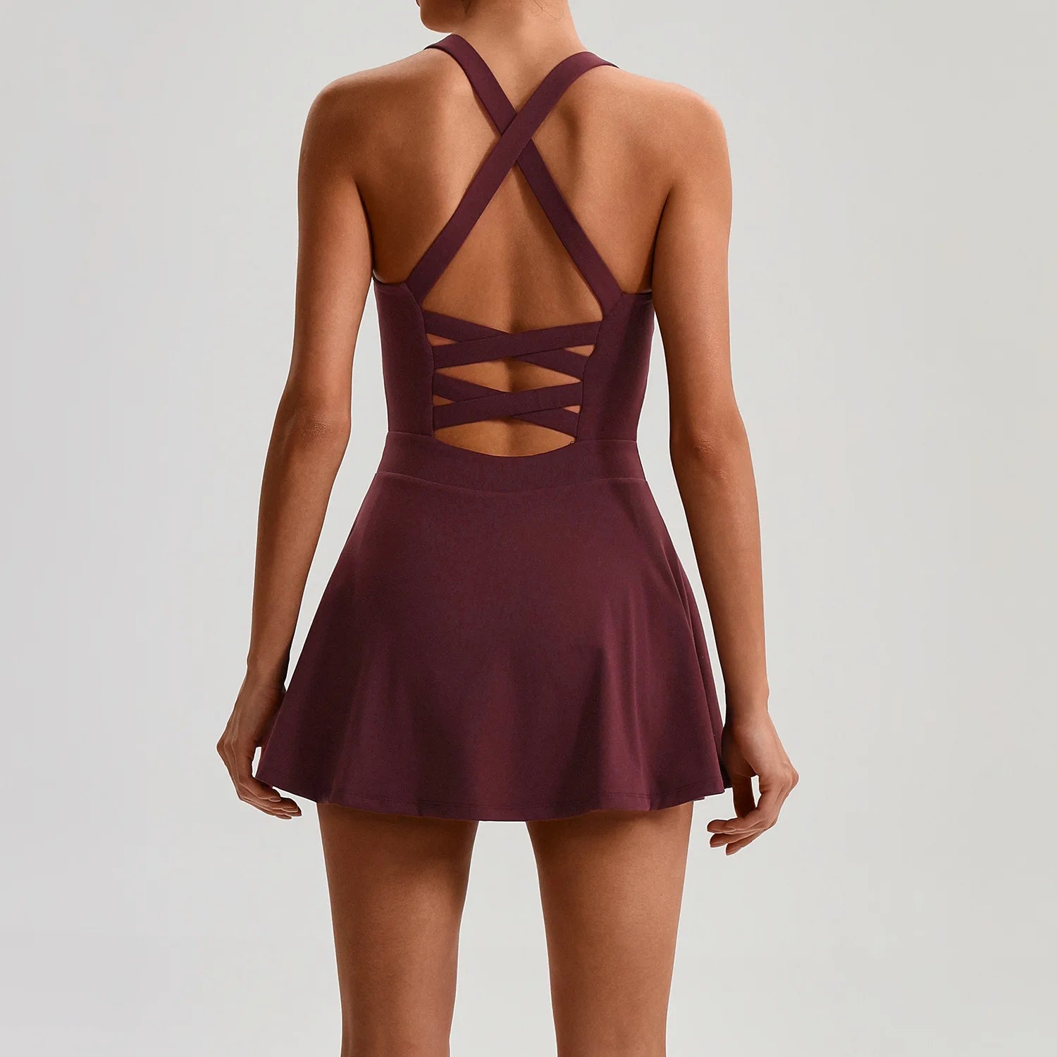 Aurelia Sun Crossback Bra & Tennis Skort Set – Black – image 9