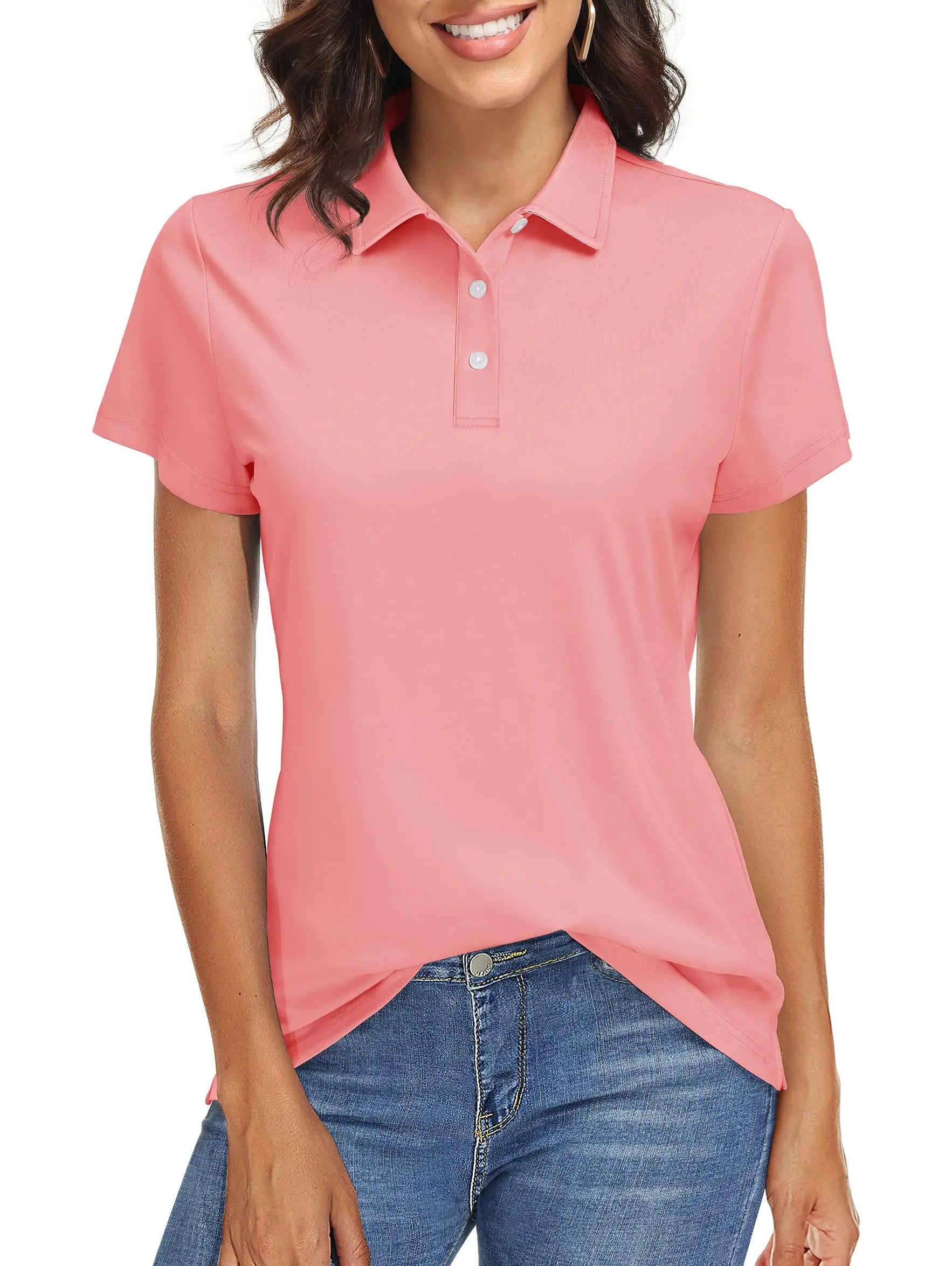 TACVASEN UPF 50+ Short Sleeve Golf Polos Shirts High Elastic Womens Sun Protection T-shirts Quick Dry Workout Tee Pullover Tops