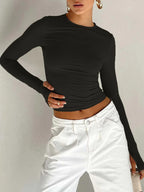 Thumbhole Long-Sleeve Crop Top