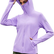 TRVLWEGO Women's Cycling Jacket SPF 50+ Sun Protection Long Sleeve Hiking Running Outdoor Zip Up Hoodie Shirts with Pockets
