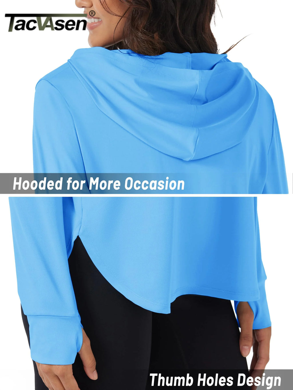 TACVASEN UPF80+ Summer UV Protection Hoodie Womens Outdoor Hiking SunBlock Pullover Tops Quick Dry Breathable Lightweight Shirts